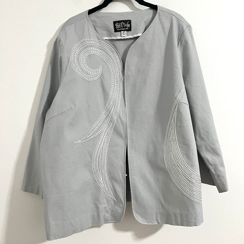Bob‎ Mackie Wearable Art Blazer Jacket Size 2X Sequin Swirl Lightweight Artsy